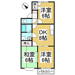 レジデンスK 3DKの間取図画像
