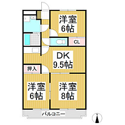 ソレイユ三本柳 3LDKの間取図画像