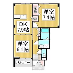 ハイツりんご畑 2DKの間取図画像