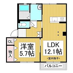 フォーレスセガミB 1LDKの間取図画像