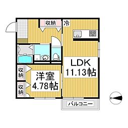 Jos Clair 1LDKの間取図画像