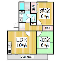パークタウン桜堂　A棟 2階2LDKの間取り