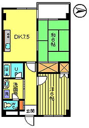 ツインパレスウエスト 2DKの間取図画像