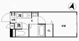 crealOUJISouth 1Kの間取図画像