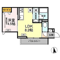 セレスティア徳丸 A 1LDKの間取図画像