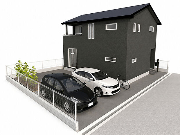 2号棟「ブルックリンスタイル」外観イメージパース カースペース並列2台駐車可能！ ※画像はあくまでイメージです。オプションを含みます。