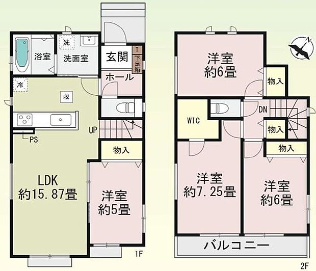 【A号棟】 4LDK+WIC