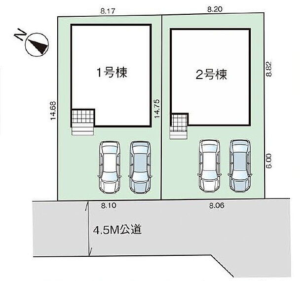 カースペース並列2台駐車可能! (※図面と現況が異なる場合現況優先といたします)