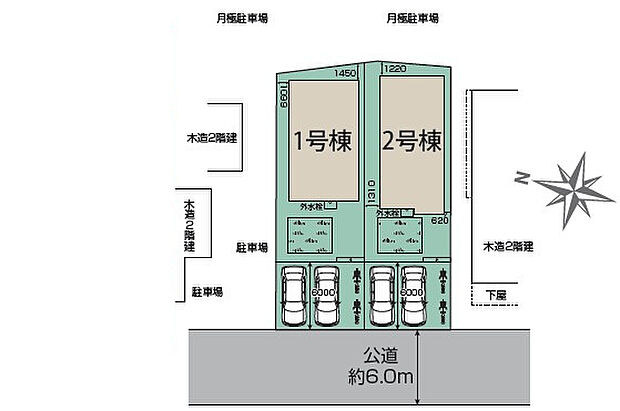 カースペース並列2台駐車可能&庭スペースあり! ※図面と現況が異なる場合現況優先と致します