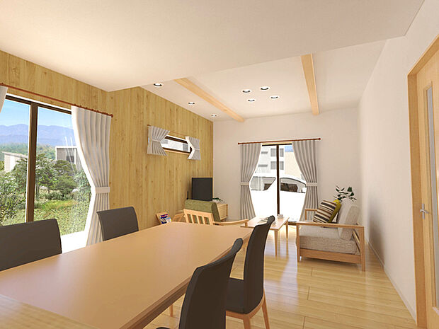 2号棟「北欧風スタイル」LDKイメージパース （※あくまでイメージです。オプション等含む場合がございます）