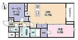 SPコート興野 1SLDKの間取図画像