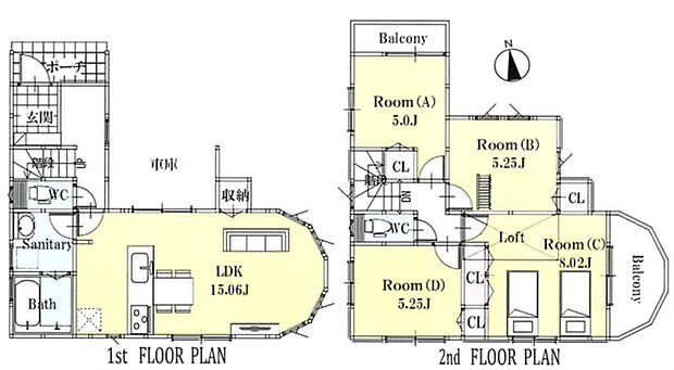 ファミリータイプのお住まい。窓も多く開放感があります。お子様の一人部屋の夢も叶いそうですね。