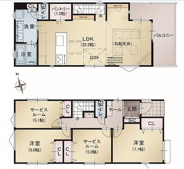 キッチン収納に便利なパントリーを完備。リビング学習もできるスタディーカウンターは多目的にご活用いただけます