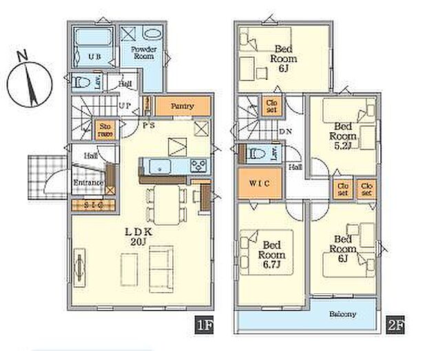 1号棟は南向きのワイドバルコニーから暖かな陽射しが差し込む間取り。WIC、パントリー、SICと各所収納も整っています。