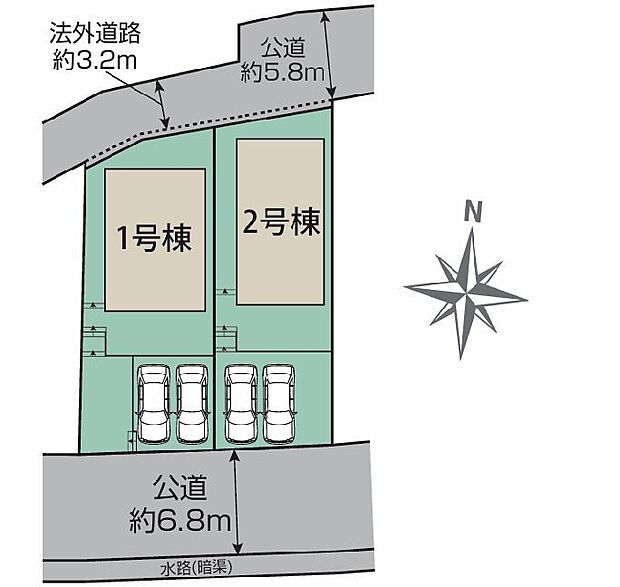 お車は並列2台駐車可能。ご夫婦それぞれでマイカー所有も可能です。