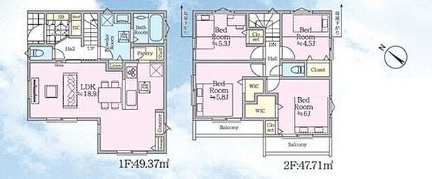 全2棟の分譲地です。最新設備が整った4LDKのお住まいです。