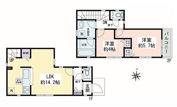 リビングは陽当たり良好、会話が弾む対面式キッチンを採用しています。