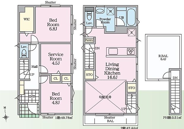 勾配天井の開放感溢れる16帖以上のLDK 通行人の視線も気にせずのびのびお過ごしいただけます。