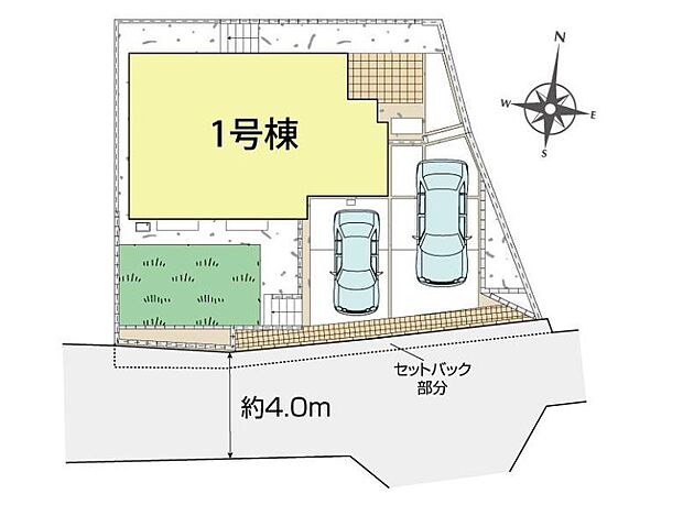 4LDK　カースペース2台付き。ご夫婦それぞれでマイカー所有も可能です。