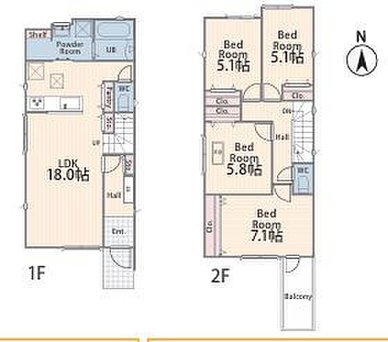 南向き道路につき陽当り良好。リビングは広々と18帖以上で大きなソファーやテレビも置けます