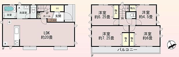 ご家族団らんの場となるLDKはゆとりある20帖　廊下収納やSICも完備された豊富な収納力も魅力です。