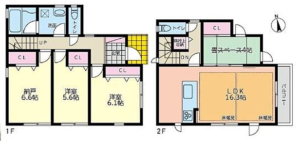 16帖のLDKは和室が隣接されテレワークや小さなお子様のスペースなどにご活用いただけます。