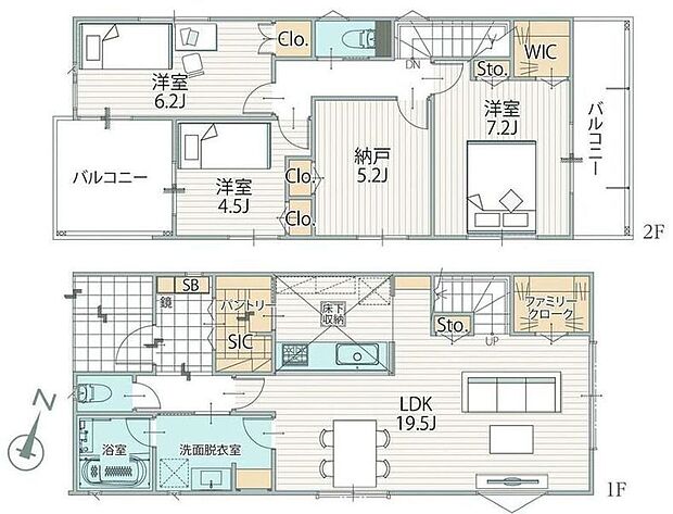 LDKは広々19帖以上　リビング階段採用で家族のふれあう時間が増えます。