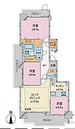 サン・ステージ緑園都市東の街10番館 3LDKの間取図画像