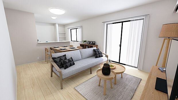 完成イメージパースにつき、実際の内観 色彩等と異なる場合があります。 家具はイメージのため、実際には付属しません。