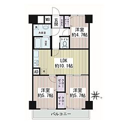 丸増大和中央ハイツ 3LDKの間取図画像