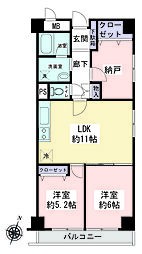シャンボール第1川崎 2SLDKの間取図画像