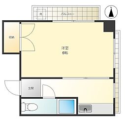 ダイアパレス真砂 5階1Kの間取り