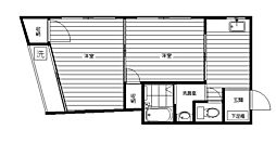 エスティーム平井 3階2Kの間取り