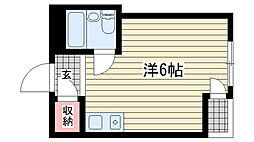 シャルマンライフ元町 9階ワンルームの間取り