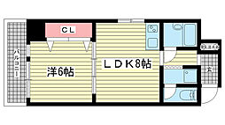 三宮UEハウス 4階1LDKの間取り