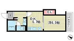サンクラッソ湊川公園駅前 1DKの間取図画像