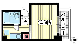 山手ダイヤハイツB棟 1Kの間取図画像