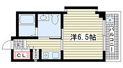 イーグル中山手 1Kの間取図画像