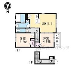 ユアメゾン唐崎A 2LDKの間取図画像