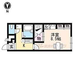 JR湖西線 唐崎駅 徒歩9分の賃貸アパート 1階1Kの間取り