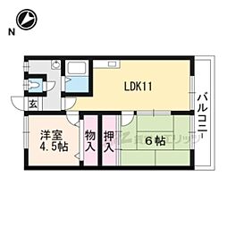 JR東海道・山陽本線 草津駅 徒歩25分の賃貸マンション 3階2LDKの間取り