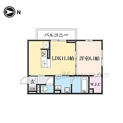 ＢＲＡＮＳＩＡ出町 2階1LDKの間取り