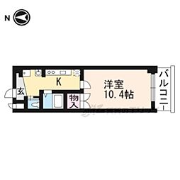 JR東海道・山陽本線 南草津駅 徒歩21分の賃貸マンション 3階1Kの間取り