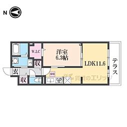 レスパスカルム 2階1LDKの間取り