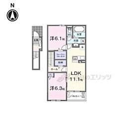 モデルヌアンジュ 2階2LDKの間取り