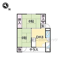 中栄マンション 1階2DKの間取り