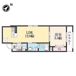 ブライトグランデ大津南志賀 3階1LDKの間取り