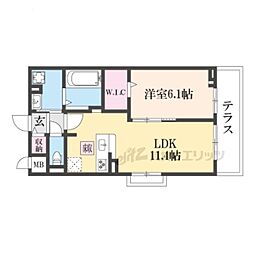 ラクーン守山 1階1LDKの間取り