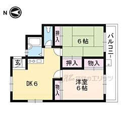 ハイツ堅田 2DKの間取図画像