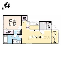 近江鉄道近江本線 豊郷駅 徒歩17分の賃貸アパート 1階1LDKの間取り